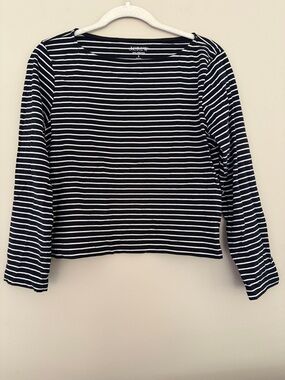J. Crew Striped Black & White Pima Cotton Long Sleeve Shirt Small